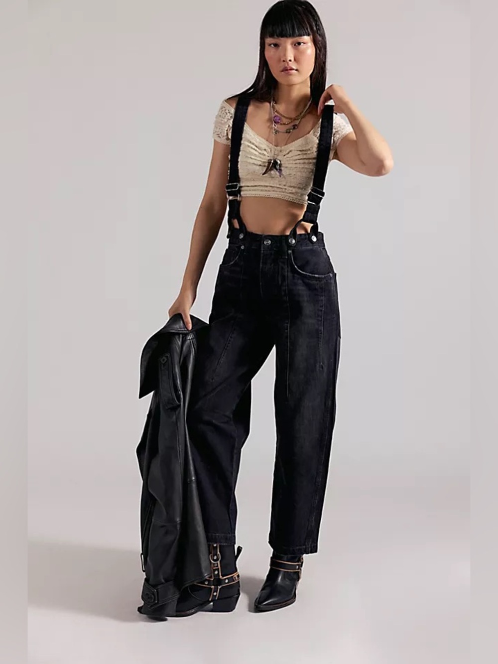 Free People Berkeley Suspender Jeans